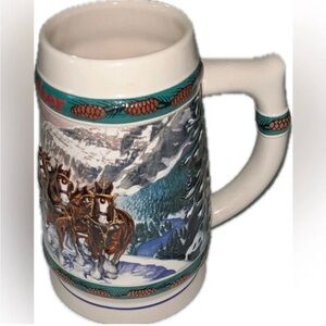 Anheuser Busch Budweiser 1993 Christmas Clydesdale Collection Beer Stein